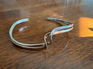 Vintage 14K Gold Filled GF Sculptural Double Strand Open Cuff Bracelet Modernist